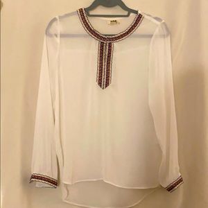 Embroidered Holly Bracken White Chiffon Shirt
